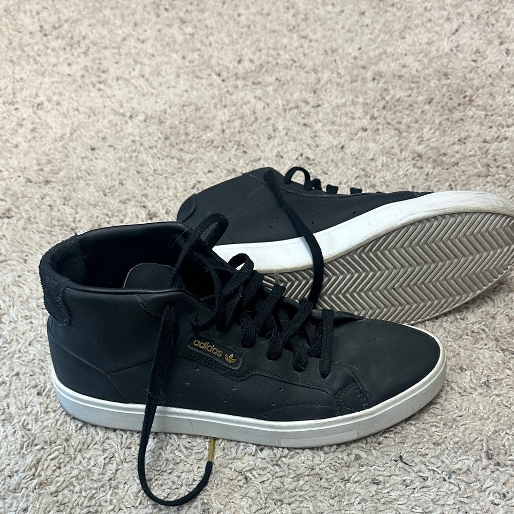 Adidas womens Black and White High-Top Sneakers